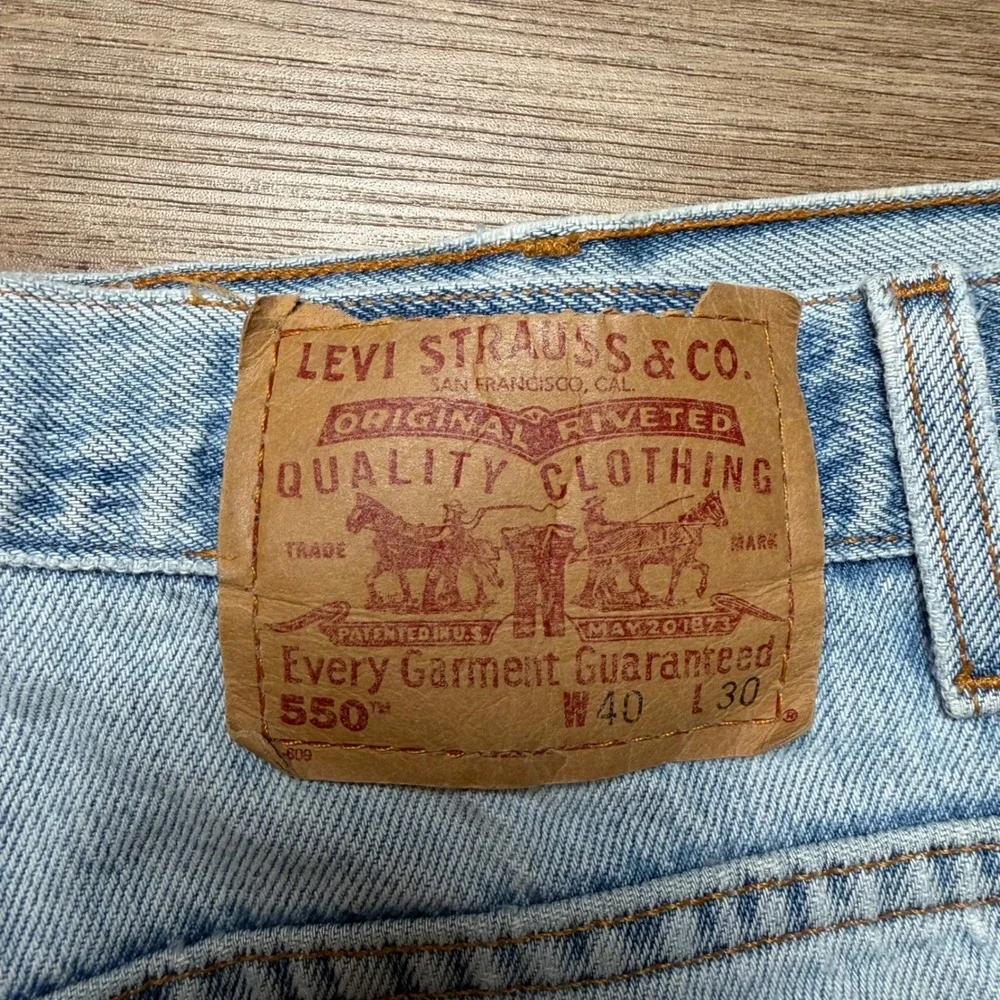 Vintage Levi's 550 Denim Shorts Mens 36 Light Blue Cutoff Relaxed Fit (Tag 40)